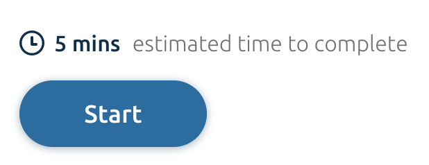 A button on the library website that says 'start' with text above saying it will take 5 minutes to complete.